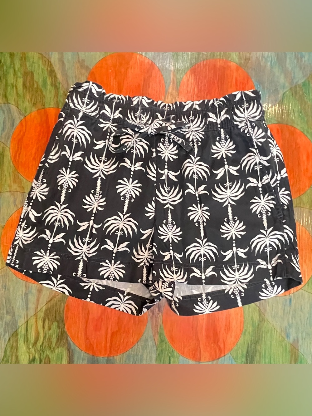 Nicole Miller New York Floral Print Shorts Womens Medium Lyocell Pull On Blue